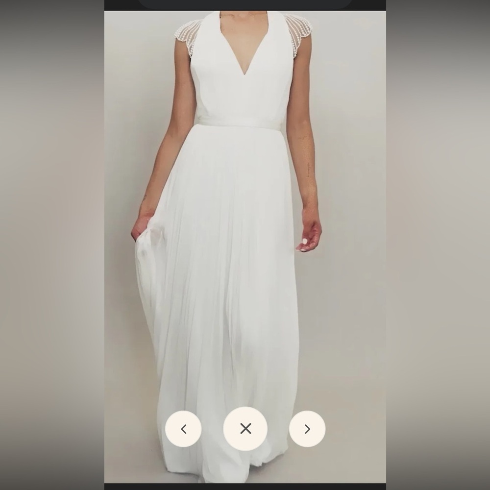 Anthropology BHLDN Elegant White Dress with Pearl Details